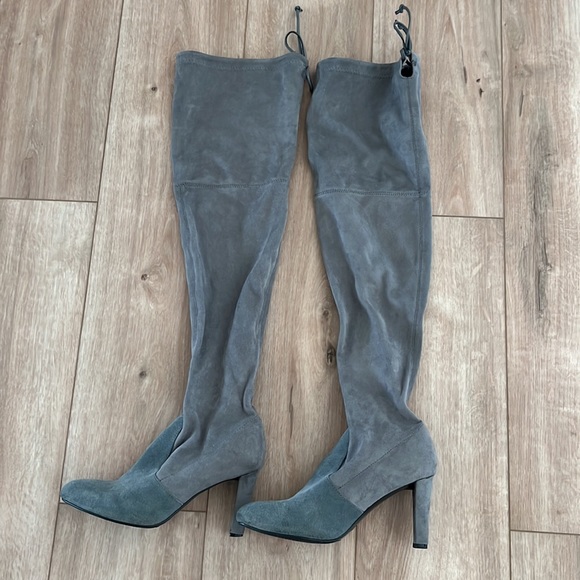 Highland gray over the knee suede gray boots - Picture 2 of 5